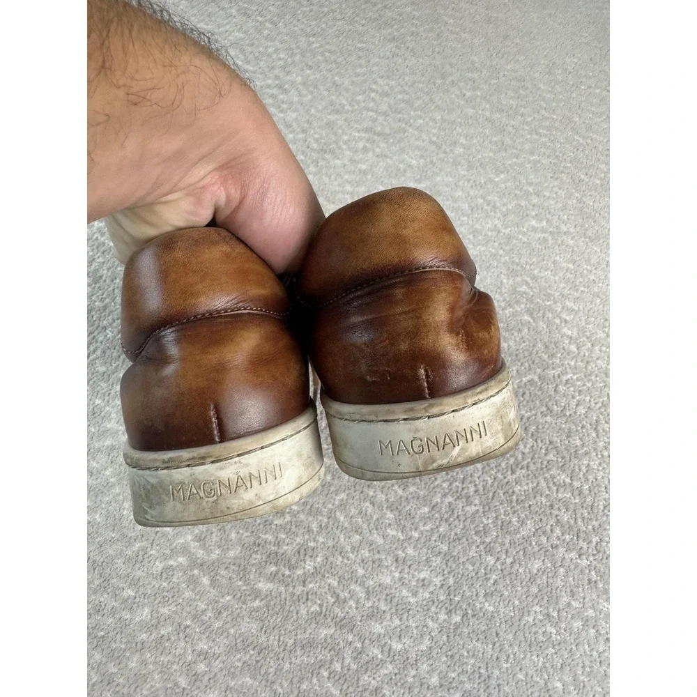 Magnanni Shoes Mens Size 9.5‎ Medium Leather Low Top Lace Up Casual Sneakers